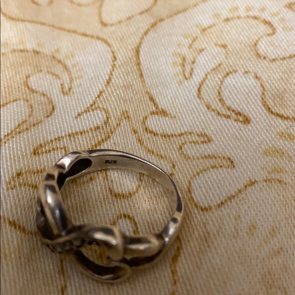 .925 Solid Sterling Silver Czs Infinity Heart Ring - image 4